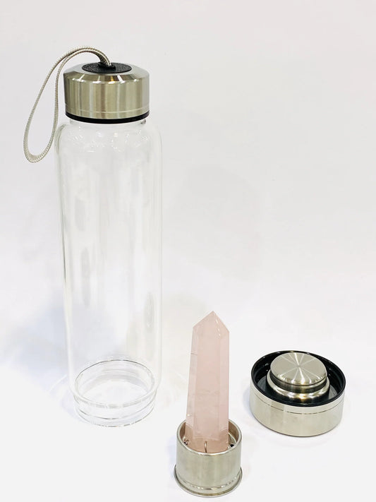 Rose Quartz Crystal Water Bottle
